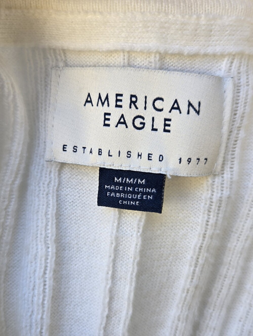American Eagle Classic White Knit Polo Top with Black Trim - Picture 5 of 7
